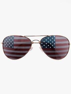 Aviator Sunglasses with American Flag Lenses - Gold Frame
